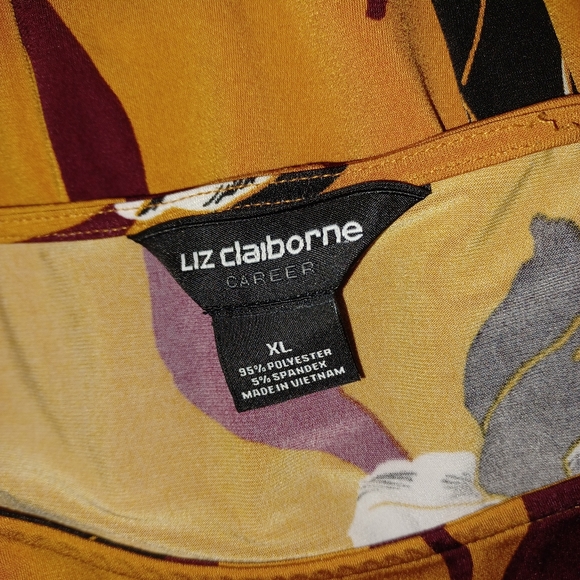🎁 Liz Claiborne Mustard Floral Blouse - Picture 4 of 4